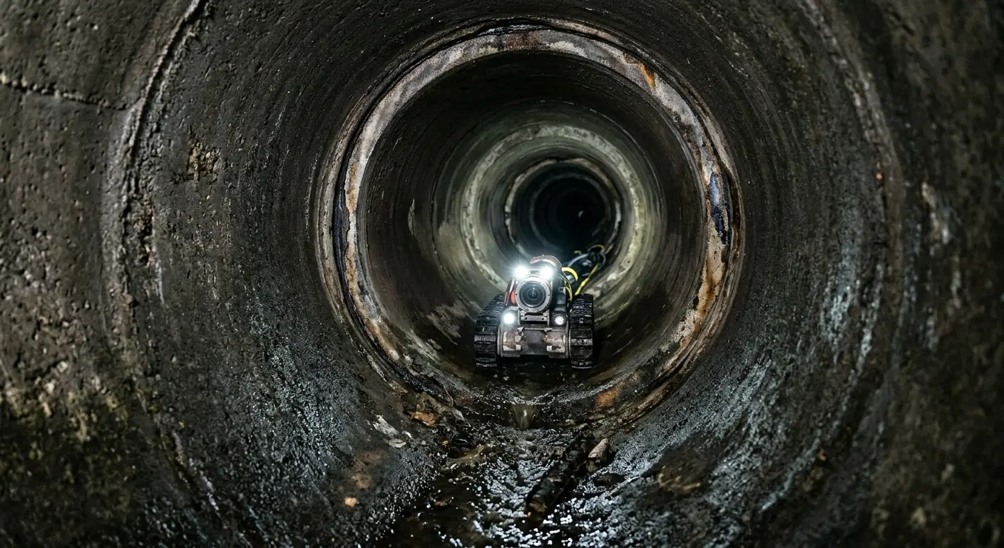 Robotic sewer camera inspecting pipe interior for Sewer Line Repair in North Huntingdon
